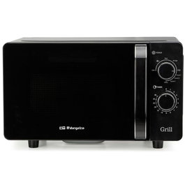 Orbegozo Microondas sin Plato Giratorio con Grill y Tecnología Flatbed MIG 2071 CE, 700W (800W Grill), Capacidad 20L, 5 Niveles Potencia, Interior Cerámico, Negro